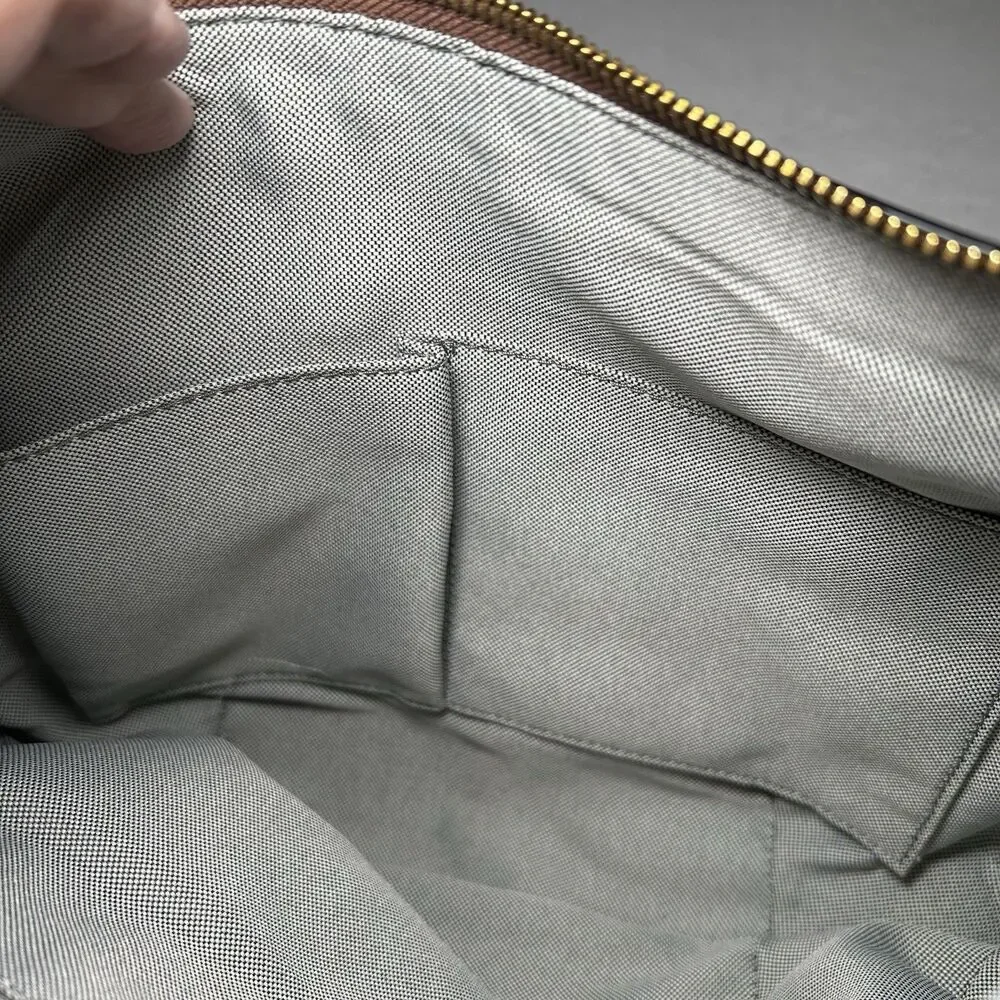 Fossil Harwell hobo bag in brown suede, buckle detail